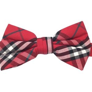 Men’s New Check Red Plaid Pre-Tied Bow Tie